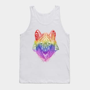 Rainbow Zentangle Wolf Tank Top